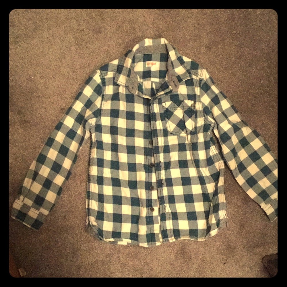 Boys Blue checkered Cat & Jack button down, sz 8